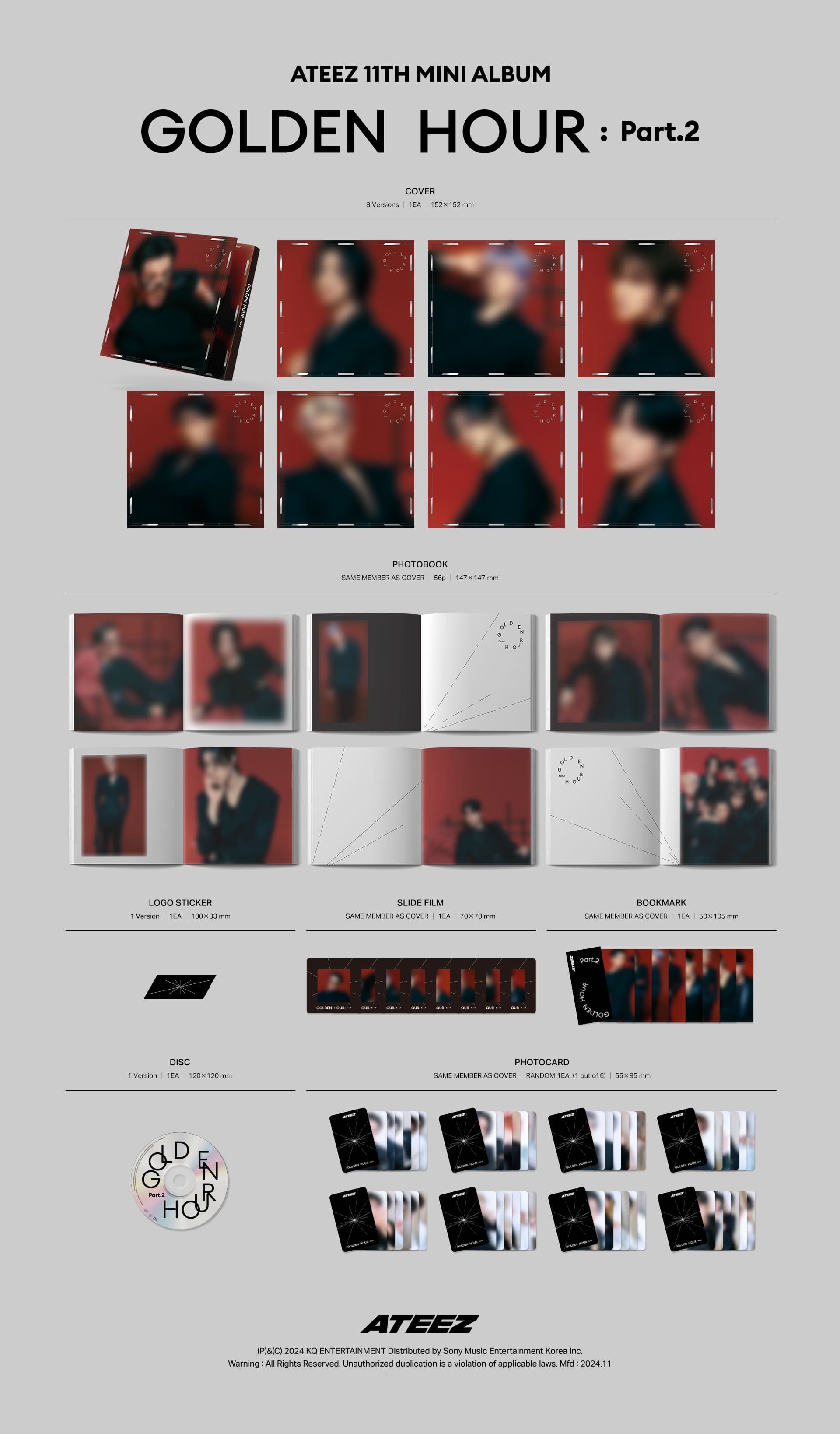 ateez golden hour p.2 digipack zawartość