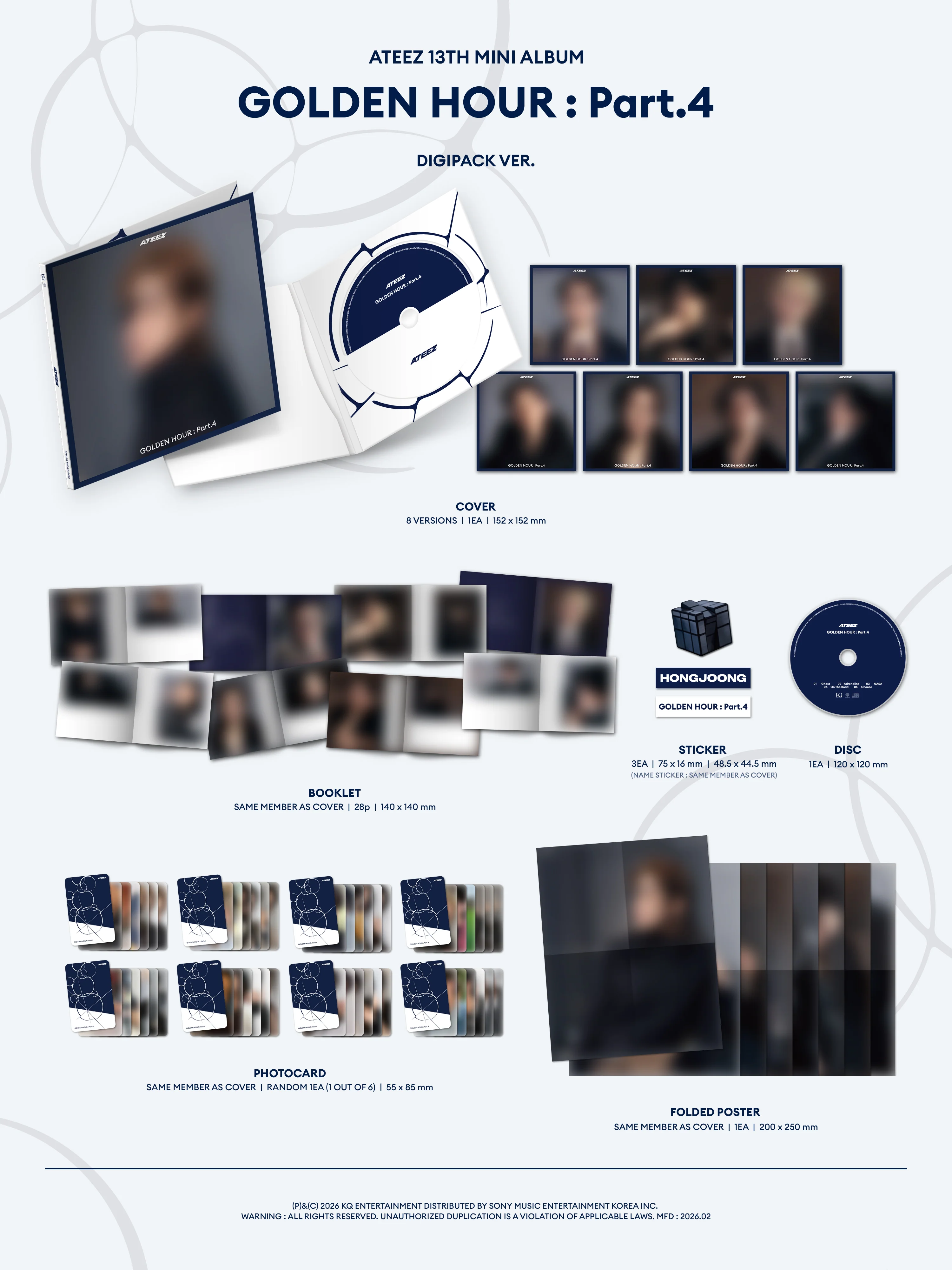 ateez golden hour p4 digipack zawartość