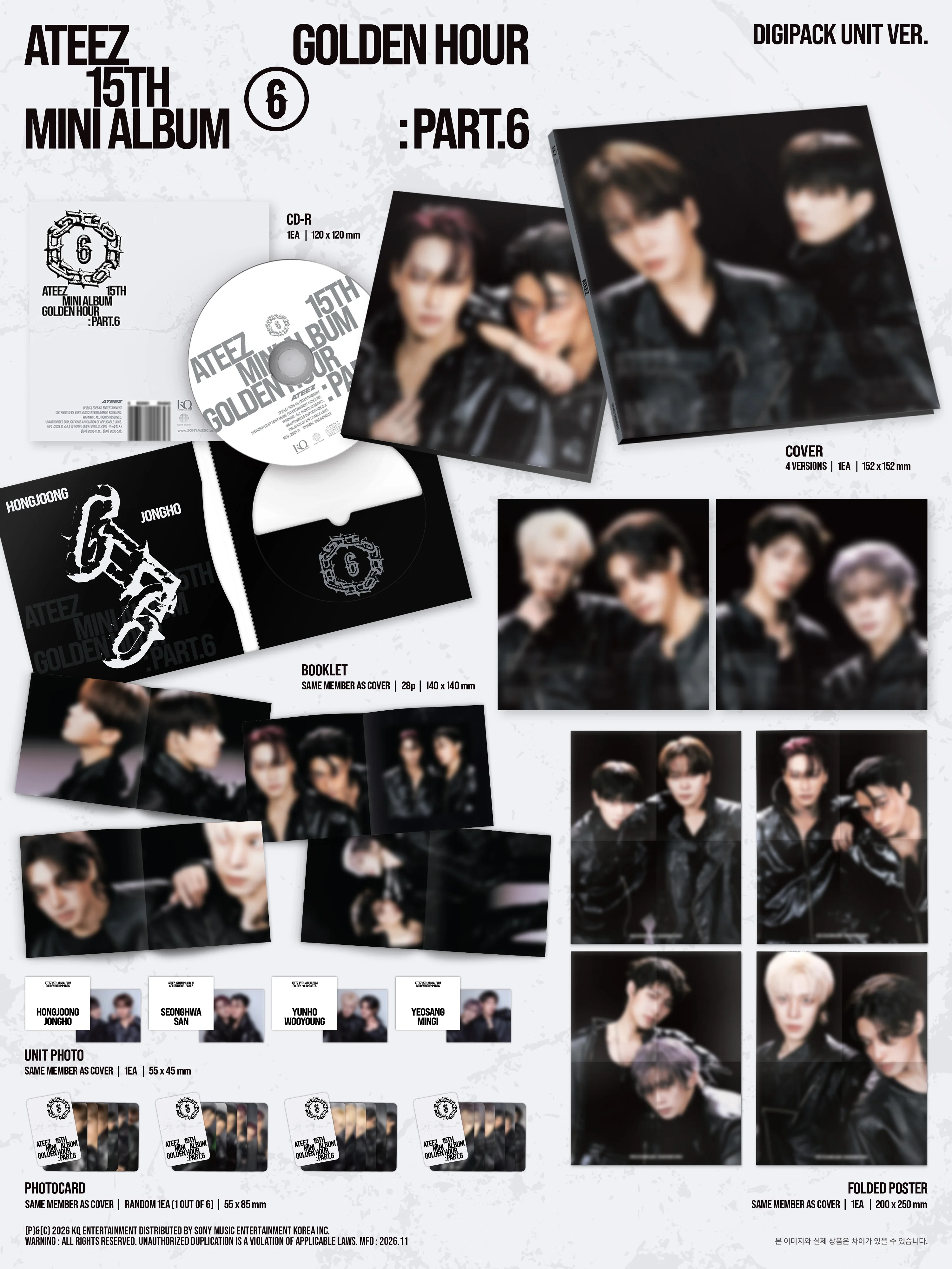 ateez golden hour p6 digipack unit zawartość