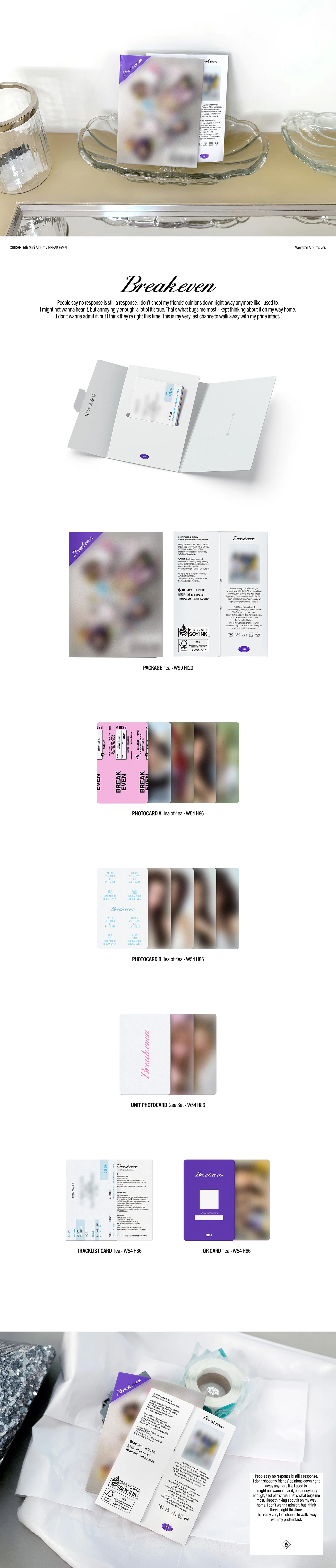 ILLIT BREAK EVEN Weverse Albums ver. – zawartość albumu